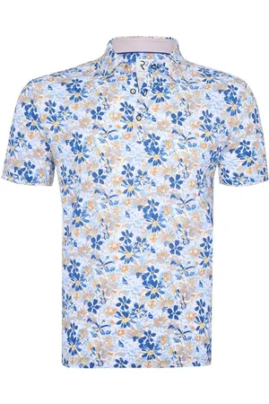 R2 Amsterdam Polo Tech Knitted Print Lichtblauw