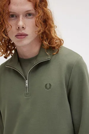 Fred Perry Half Zip Trui Olijfgroen