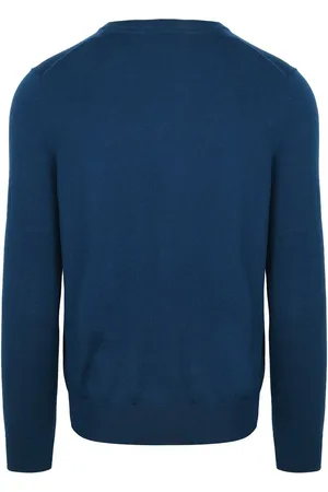 Suitable Merino Pullover V-Hals Indigo Blauw