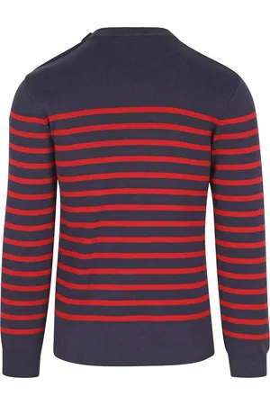 Armor.lux Groix Trui Strepen Navy Rood