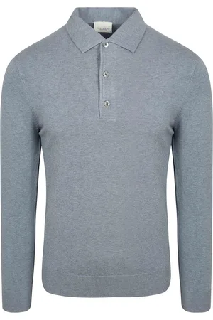 Profuomo Longsleeve Poloshirt Luxury Basic Blauw
