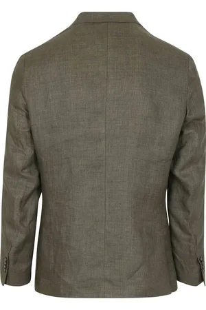 Suitable Blazer Linnen Panama Olijfgroen