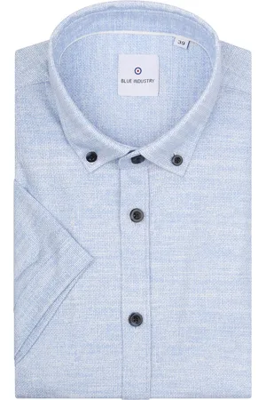 Blue Industry Short Sleeve Overhemd Print Blauw