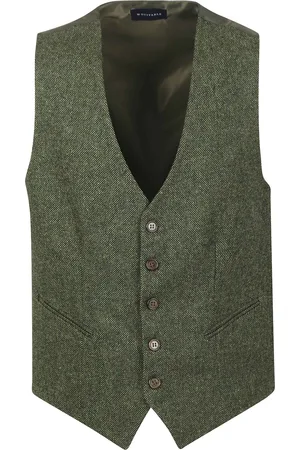 Suitable Gilet Birds Eye Donkergroen