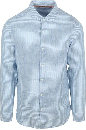 Superdry Overhemd Linnen Vacation Azure Blue Stripe