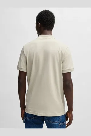 HUGO BOSS Passerzip Half Zip Polo Ecru