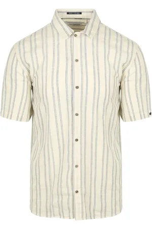 No Excess Short Sleeve Overhemd Streep Ecru