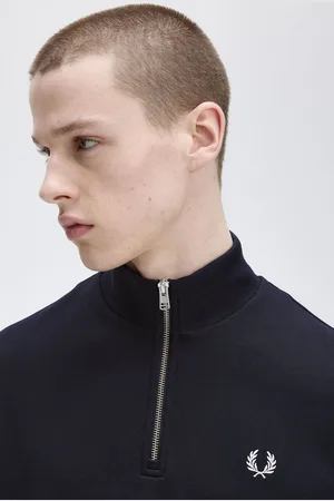 Fred Perry Half Zip Trui Navy Blauw