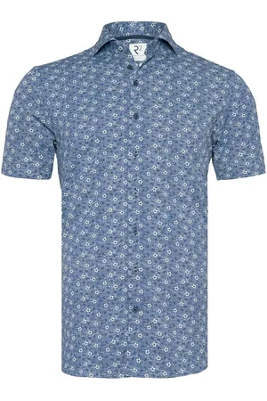R2 Amsterdam R2 Overhemd Korte Mouwen Print Donkerblauw