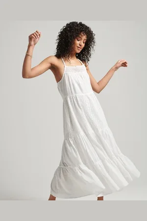 Superdry Vrouwen Vintage Cami Maxi-jurk met Kant Grootte: 42