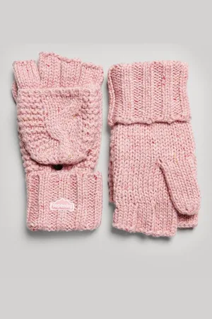 Superdry Vrouwen Gebreide Handschoenen met Kabelpatroon Grootte: 1SIZE