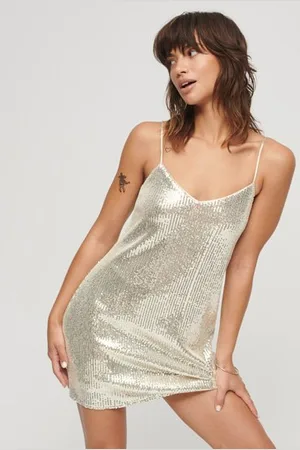 Superdry Vrouwen Minicami-jurk met Lovertjes Grootte: 42
