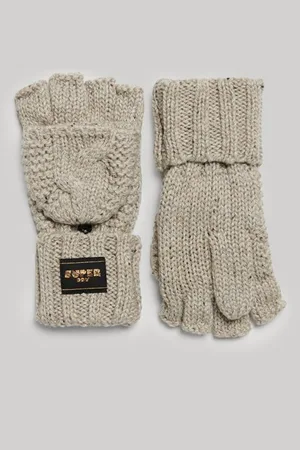 Superdry Vrouwen Gebreide Handschoenen met Kabelpatroon Grootte: 1SIZE
