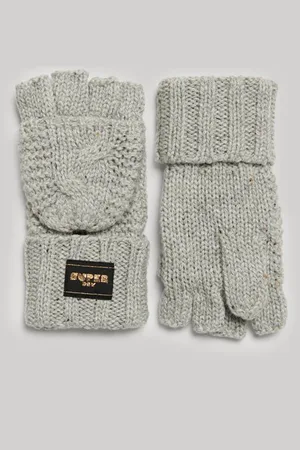 Superdry Vrouwen Gebreide Handschoenen met Kabelpatroon Grootte: 1SIZE