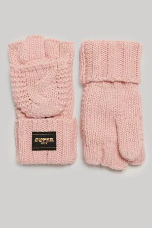 Superdry Vrouwen Gebreide Handschoenen met Kabelpatroon Grootte: 1SIZE