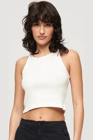 Superdry Vrouwen Rib Racer Hemdje met Borduursel Grootte: 10-12