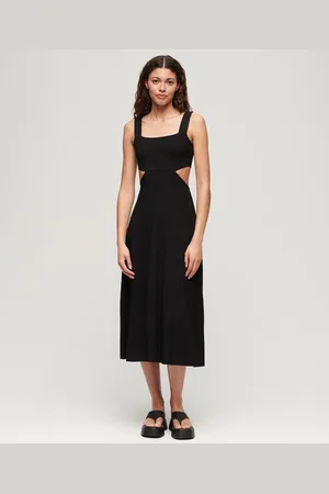 Superdry Vrouwen Jersey Midi-jurk met Uitsnijding Grootte: 38