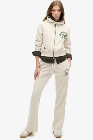 Superdry Vrouwen Athletic Essentials Joggingbroek met Lage Taille en Wijde Pijpen Grootte: 40
