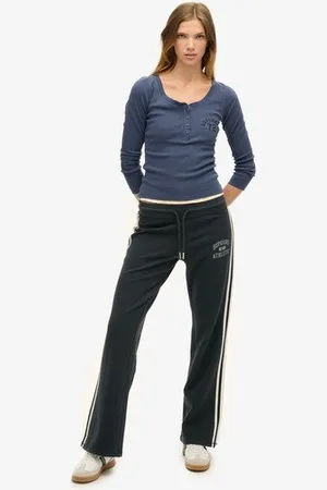 Superdry Vrouwen Athletic Essentials Stripe Joggingbroek met Wijde Pijpen Grootte: 42