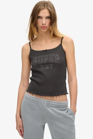 Superdry Vrouwen Athletic Essentials Pointelle Camitop met Print Grootte: 34-36
