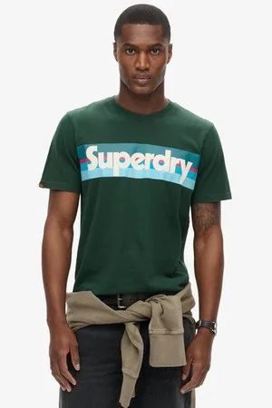 Superdry Mannen Retro T-shirt met Strepen en Logo Grootte: L