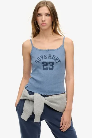 Superdry Vrouwen Athletic Essentials Pointelle Camitop met Print Grootte: 38-40