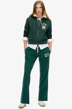 Superdry Vrouwen Athletic Essentials Joggingbroek met Lage Taille en Wijde Pijpen Grootte: 38