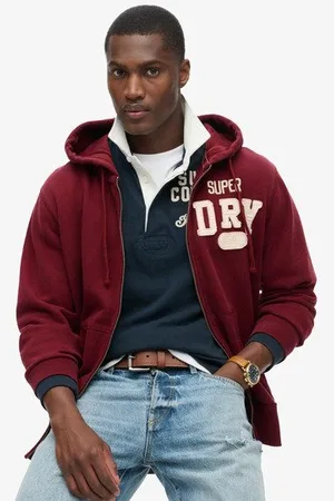 Superdry Mannen Vintage Athletic Hoodie met Rits Grootte: Xxxl