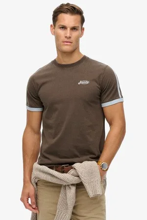 Superdry Mannen Essential Gestreept Retro T-shirt met Logo Grootte: Xxl