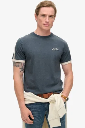 Superdry Mannen Essential Gestreept Retro T-shirt met Logo Grootte: M