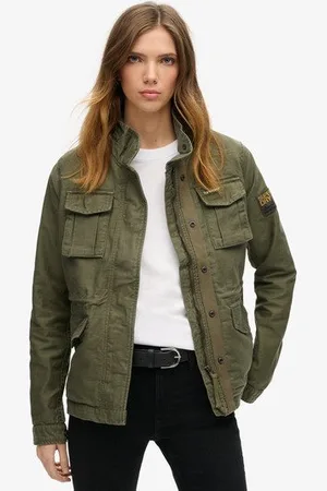 Superdry Vrouwen Klassiek M65 Jack met Versieringen Grootte: 40