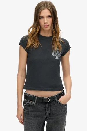 Superdry Vrouwen Motörhead x T-shirt met Kapmouwen Grootte: 40