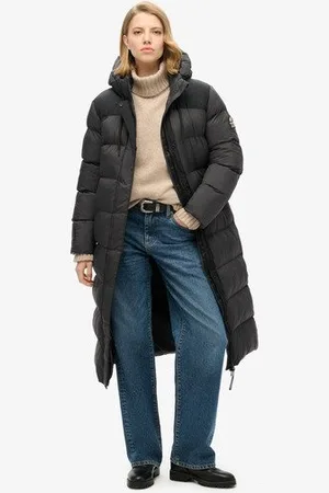 Superdry Vrouwen Lange Ripstop Pufferjas Grootte: 38