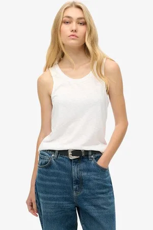 Superdry Vrouwen Tanktop met Laag Uitgesneden Ronde Hals Grootte: 40
