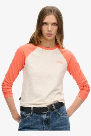 Superdry Vrouwen Essential Baseballtop met Logo en Lange Mouwen Grootte: 42