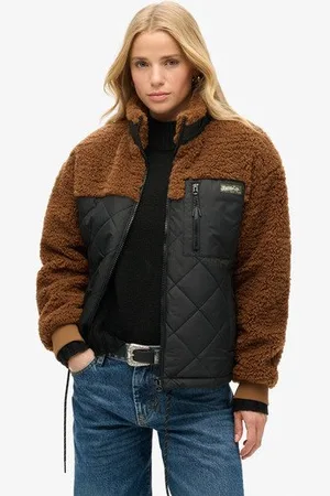 Superdry Vrouwen Workwear Hybride jas van Fleece Grootte: 40