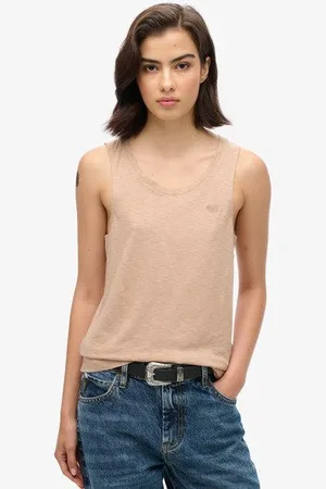 Superdry Vrouwen Tanktop met Laag Uitgesneden Ronde Hals Grootte: 36