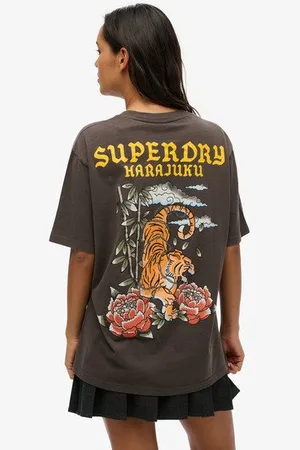 Superdry Vrouwen Oversized Tattoo T-shirt met Print op de rug Grootte: XL