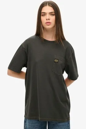 Superdry Vrouwen Oversized T-shirt met Contrasterende Stiksels en Borstzak Grootte: XL