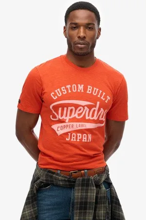Superdry Mannen Copper Label T-shirt met Tekst Grootte: Xxl