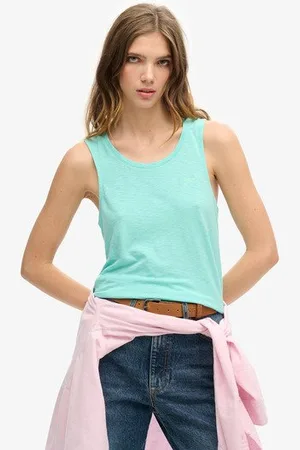 Superdry Vrouwen Tanktop met Laag Uitgesneden Ronde Hals Grootte: 38