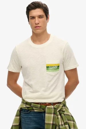 Superdry Mannen Gestreept Cali T-shirt met Logo Grootte: Xxxl