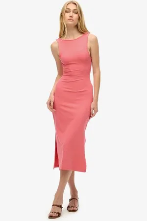 Superdry Vrouwen Jersey Midi-jurk met Gedraaide Achterkant Grootte: 42