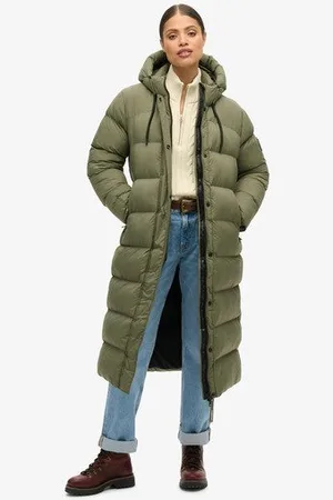 Superdry Vrouwen Lange Ripstop Pufferjas Grootte: 36