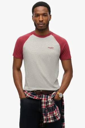 Superdry Mannen Essential Baseballshirt van Biologisch Katoen met Logo Grootte: S