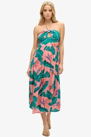 Superdry Vrouwen Midi-jurk met Uitsnijding Grootte: 40