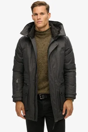 Superdry Mannen Gewatteerde City Parka van Tweed Grootte: M