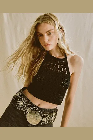 Superdry Vrouwen Kort Gehaakt Haltertopje Grootte: 40