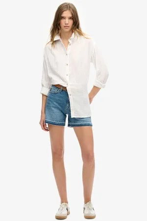 Superdry Vrouwen Cut-off Short met Middelhoge Taille Grootte: 36