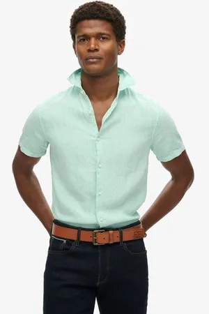 Superdry Mannen Studios Casual Linnen Overhemd Grootte: S